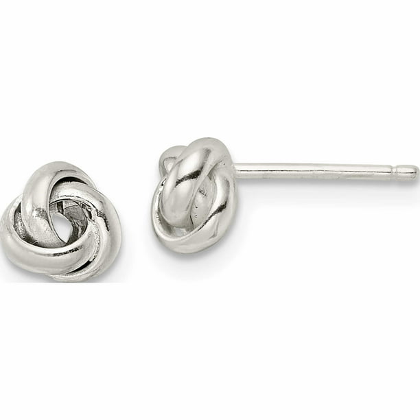 Sterling Silver Braided Knot Post Earrings 8mm x 8mm 